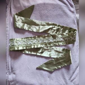 Green Satin Beaded Belt